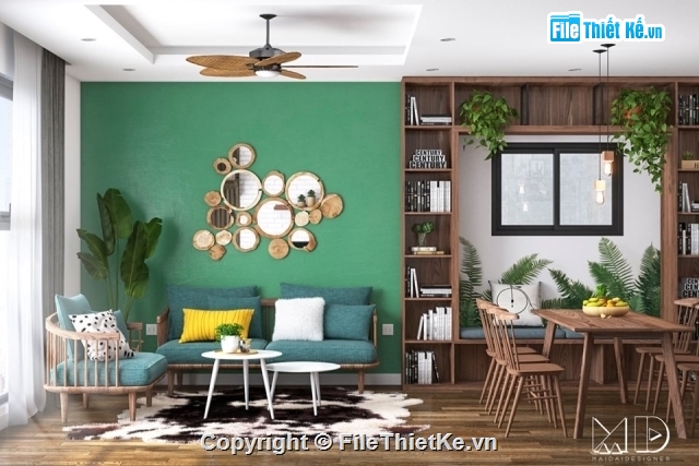 3d nội thất,nội thất nhà,Model nội thất,Sketchup nội thất xanh